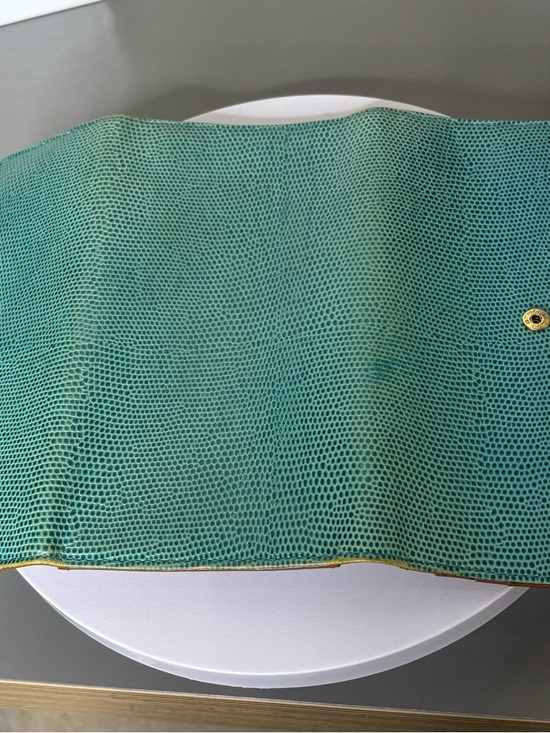 Vintage ETRO Milano Teal Lizard Embossed Leather Trifold Continental Wallet - Picture 12 of 14